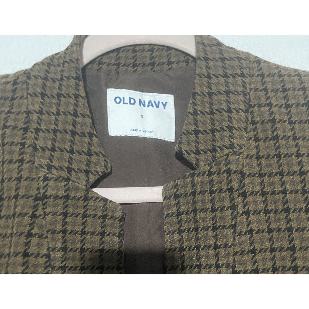 Old Navy Blazer Womens Small S Brown Houndstooth Corpcore Academia Preppy Office - Picture 3 of 16